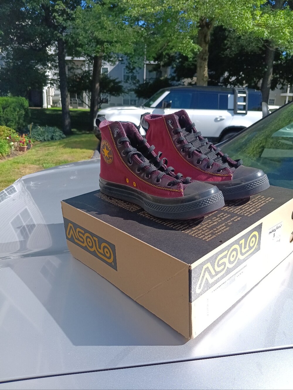 Converse High-Top Canvas Sneakers in Burgundy with Black Trim
